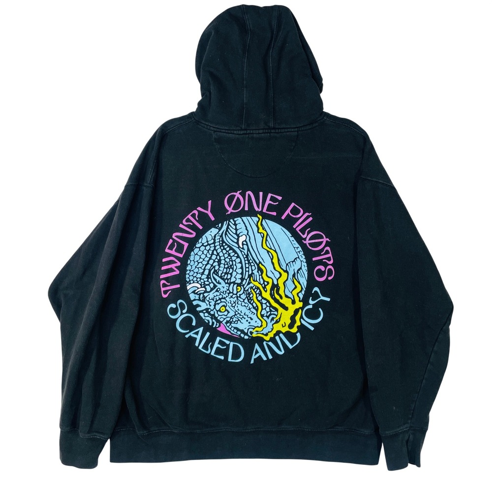 Twenty One Pilots Scaled and Icy Hoodie Mens XL Black Band Tour Dragon Graphic